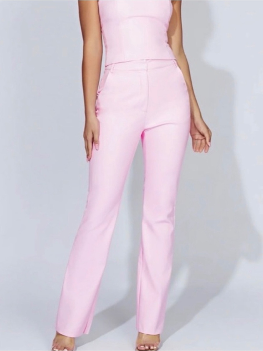 Meshki Pink Boot Cut High-Rise Pants